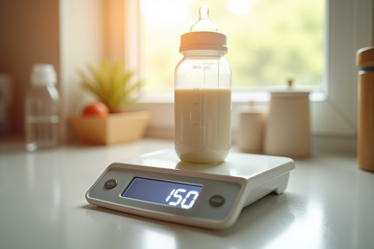 Balance de cuisine avec biberon et poudre pour bébé