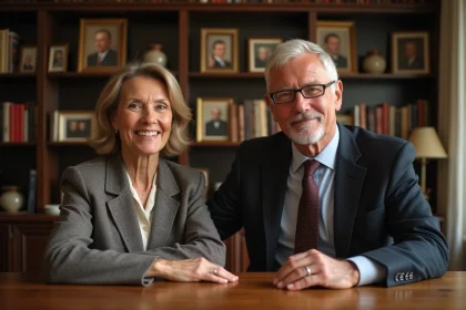 Couple élégant assis à une table en famille chaleureuse