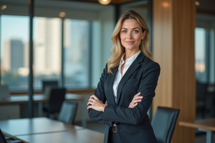 Femme d'affaires confiante dans un bureau moderne