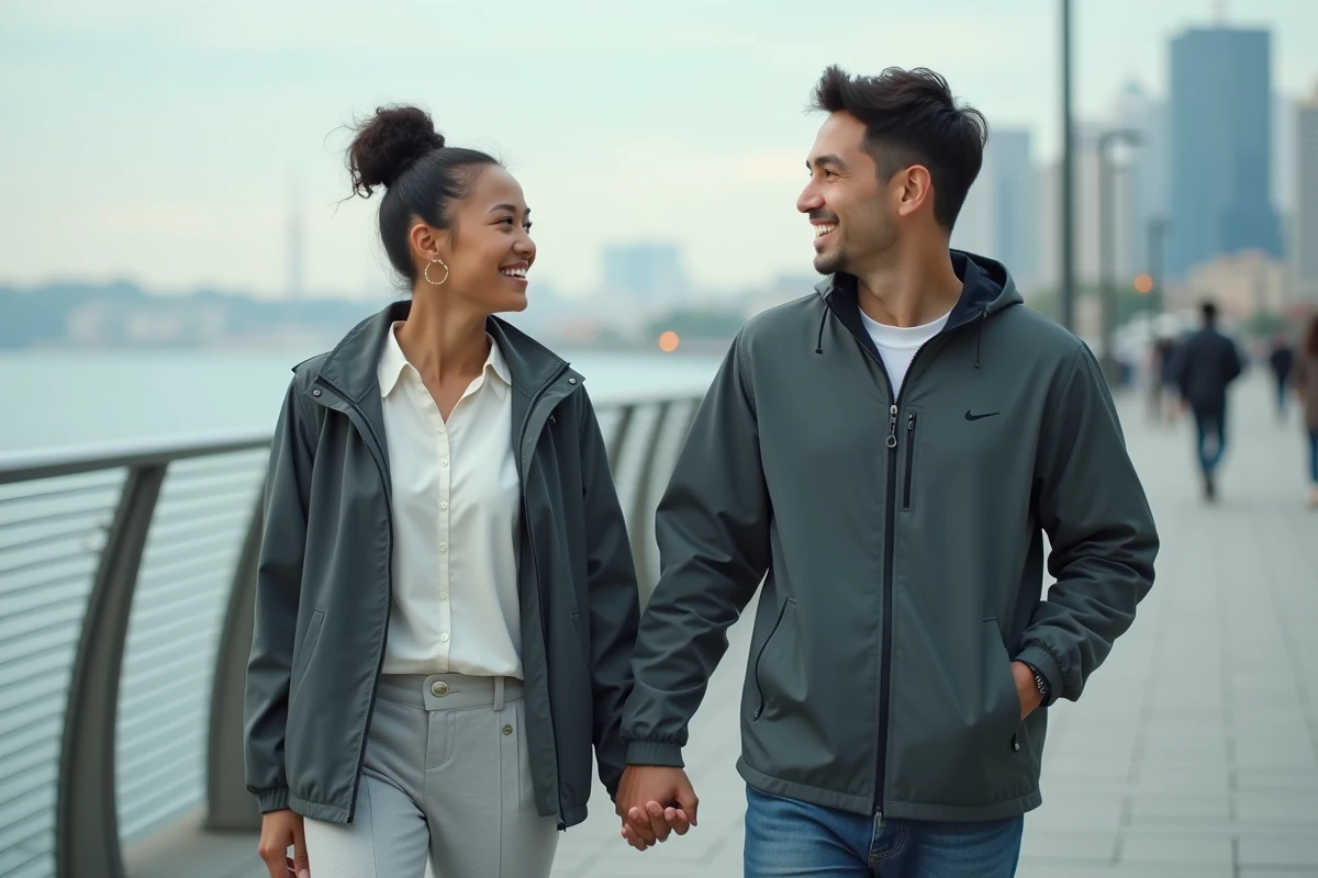 Naomi Osaka marchant avec son mari le long d